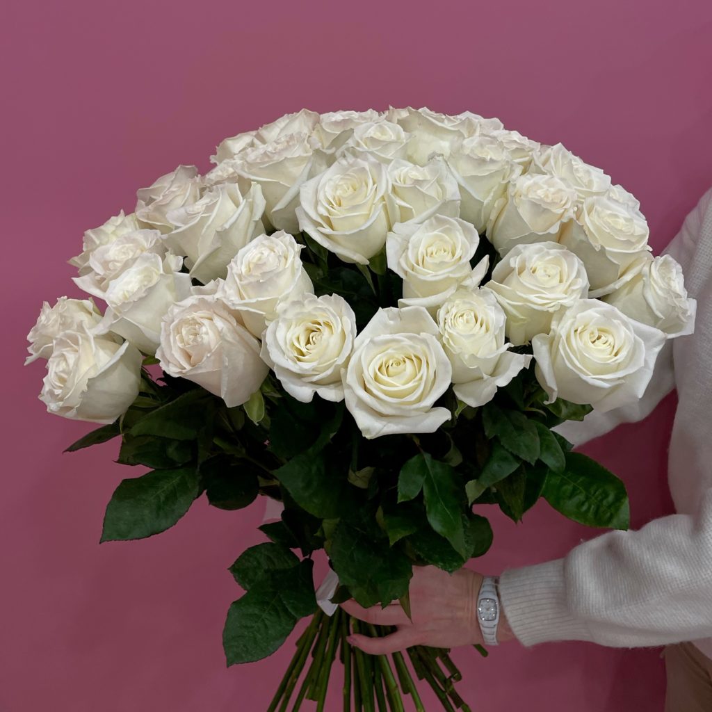 Роза Эквадор белая 60 см 51 шт